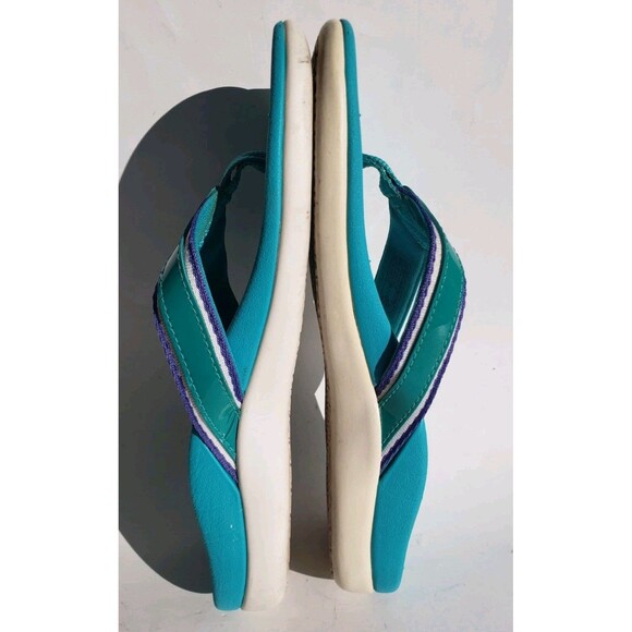 Vionic Womens Tide Sport Supportive Sandal Sz 6 Green w/Blue Trim Thong Orthotic - Picture 8 of 12